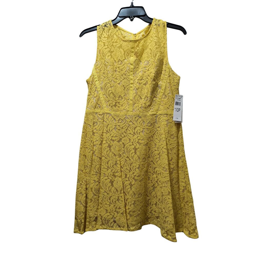Donna Ricco DR Collection Fit-And-Flare Lace Dress 10P Yellow Sleeveless  NWT